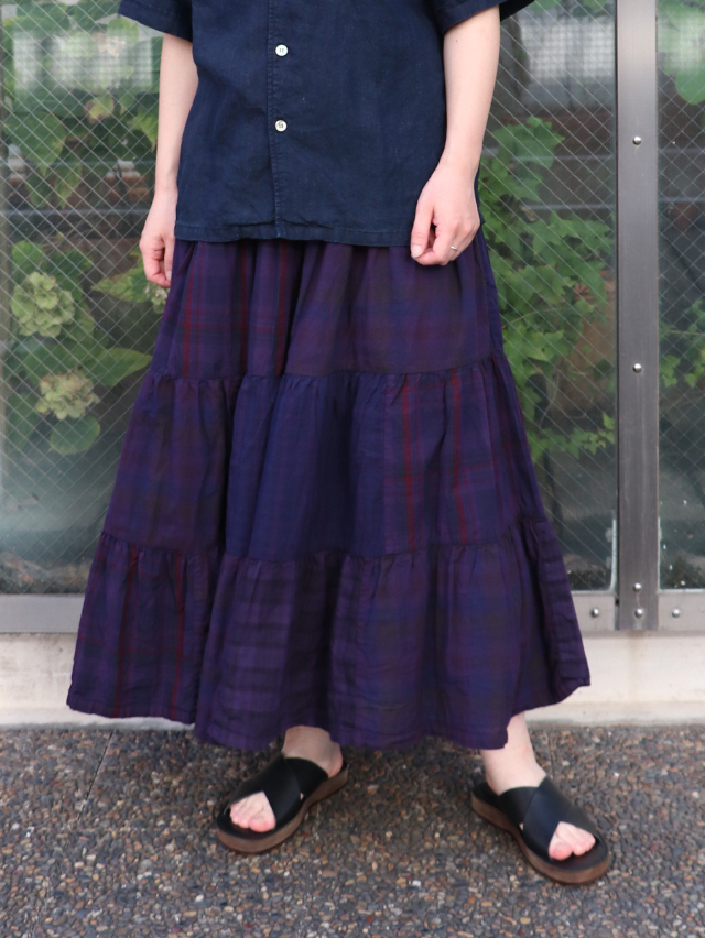 マドラスチェックMIX4ステップティアードスカート TIGRE BROCANTE