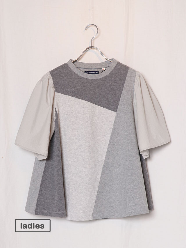 杢グレー天竺MIXクリオンパッチチュニックT