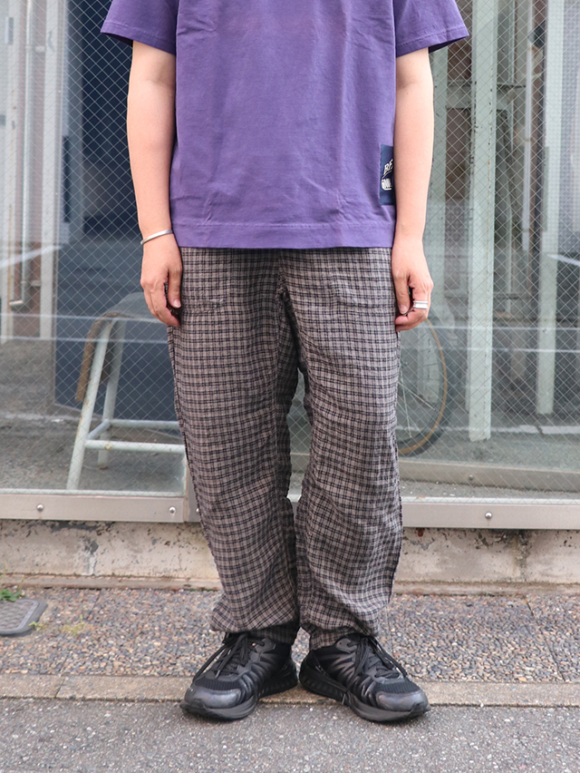 モノクロチェックリネンタゴサクロングパンツ TIGRE BROCANTE