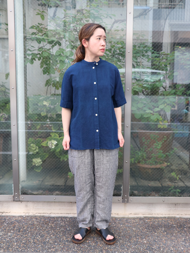 モノクロチェックリネンタゴサクロングパンツ TIGRE BROCANTE