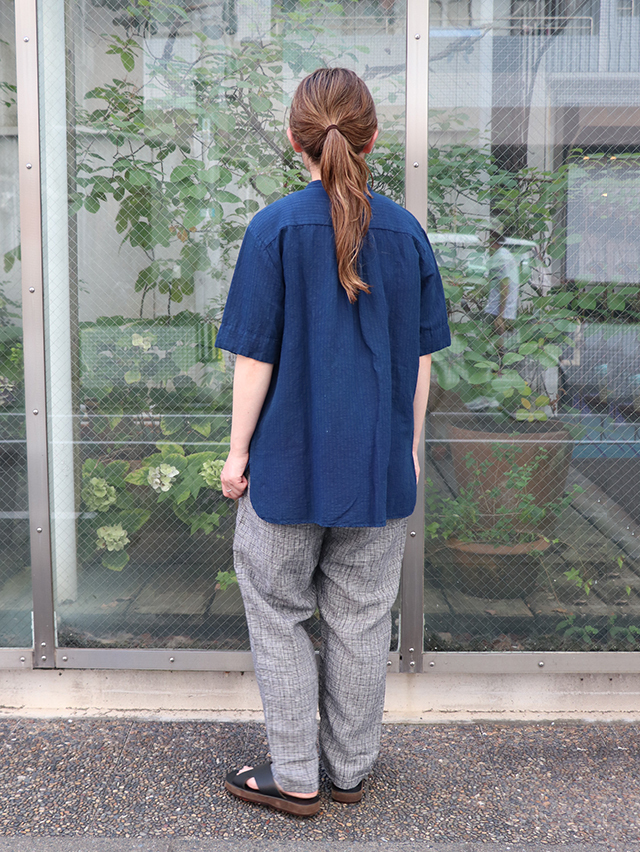 モノクロチェックリネンタゴサクロングパンツ TIGRE BROCANTE