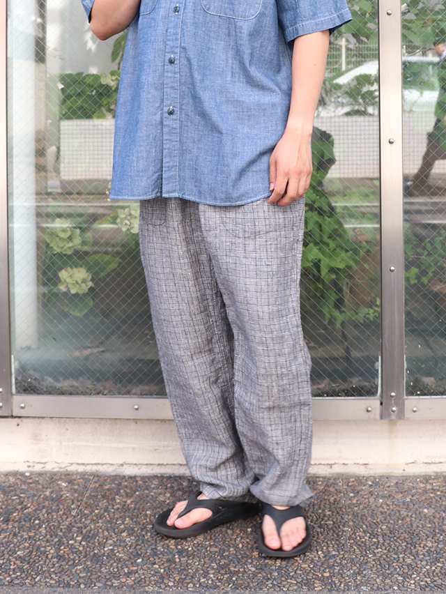 モノクロチェックリネンタゴサクロングパンツ TIGRE BROCANTE