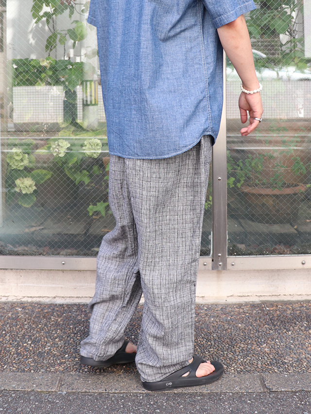 モノクロチェックリネンタゴサクロングパンツ TIGRE BROCANTE