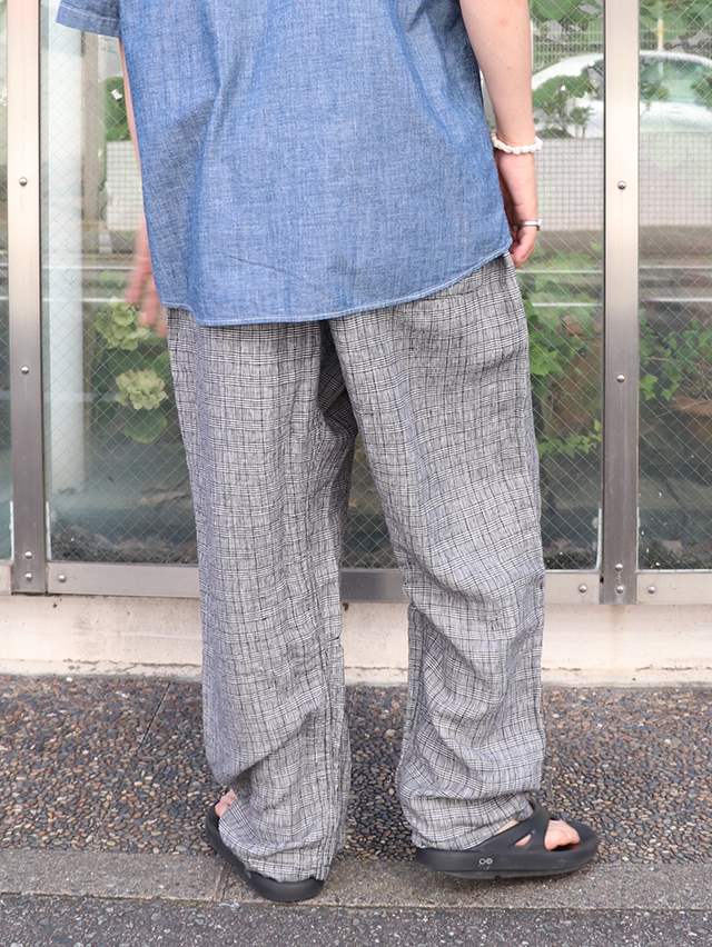 モノクロチェックリネンタゴサクロングパンツ TIGRE BROCANTE