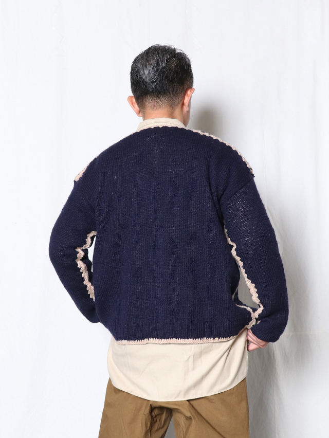 TIGRE BROCANTE  ウール100% ニットカーディガン ネットワークニットカーディガン TIGRE BROCANTE