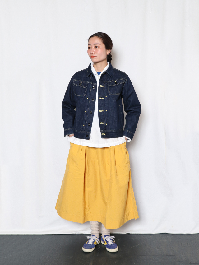 ナイロンタッサーフィセルロングスカート/イエロー