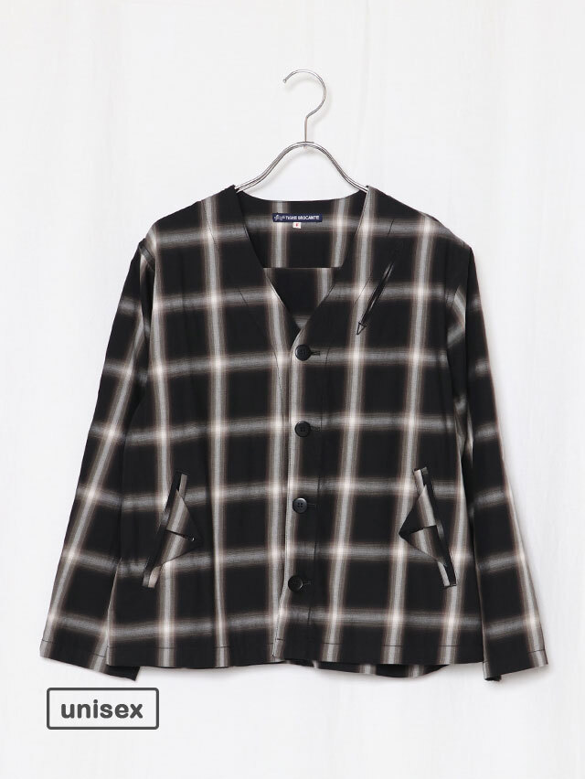 オンブレツイルチェックフラップカーディガン