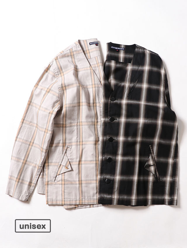 オンブレツイルチェックフラップカーディガン