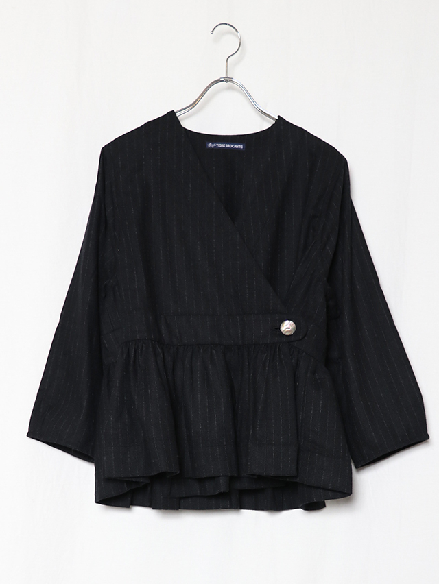 ピンストライプウールベルトギャザーチュニック TIGRE BROCANTE