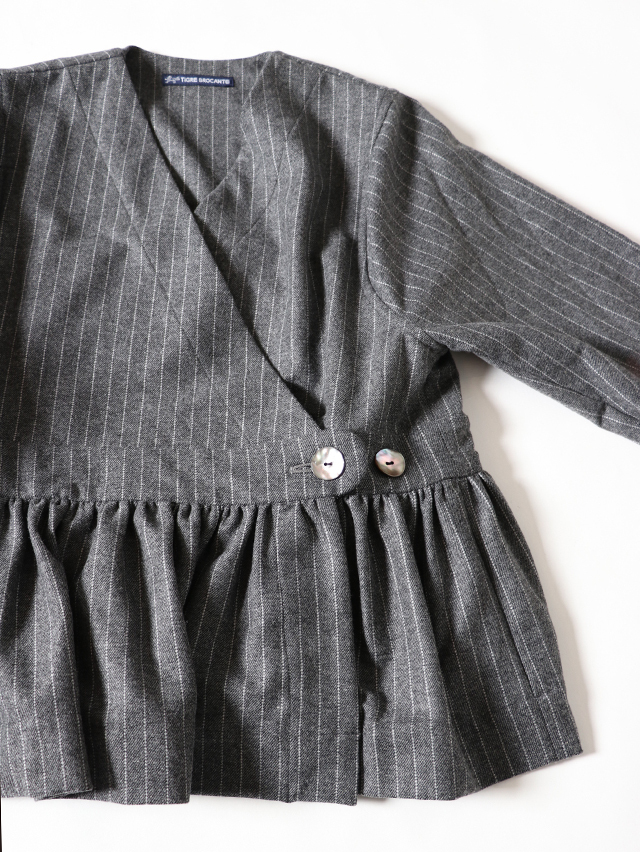 ピンストライプウールベルトギャザーチュニック TIGRE BROCANTE