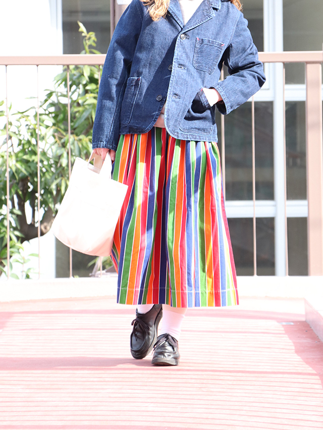 レインボーストライプフィセルロングスカート TIGRE BROCANTE