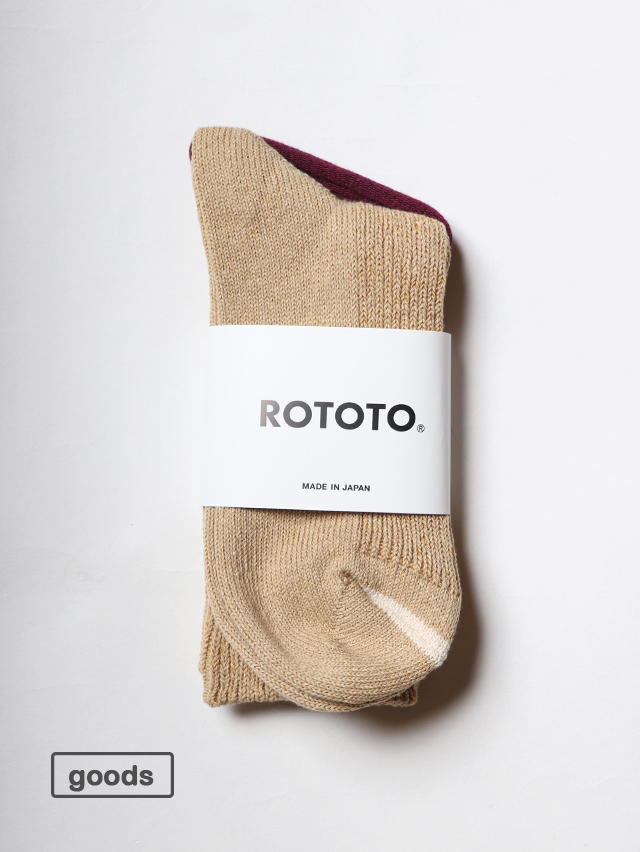 【ROTOTO】 WASHI＆RECYCLED COTTON RIB CREW ソックス