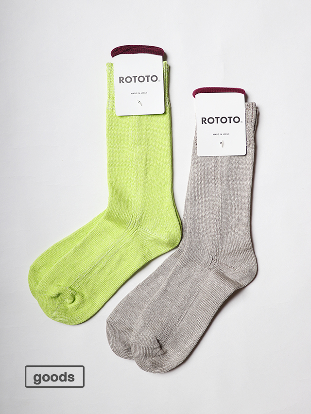 【ROTOTO】 VERTICAL LINE LINEN COTTON ソックス