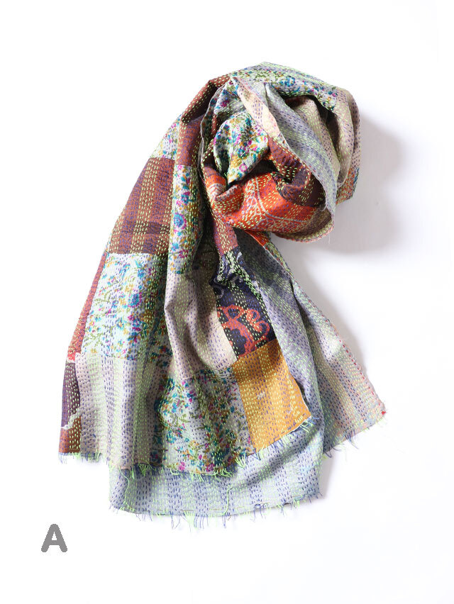 シルクカンタパッチワークストール TIGRE BROCANTE