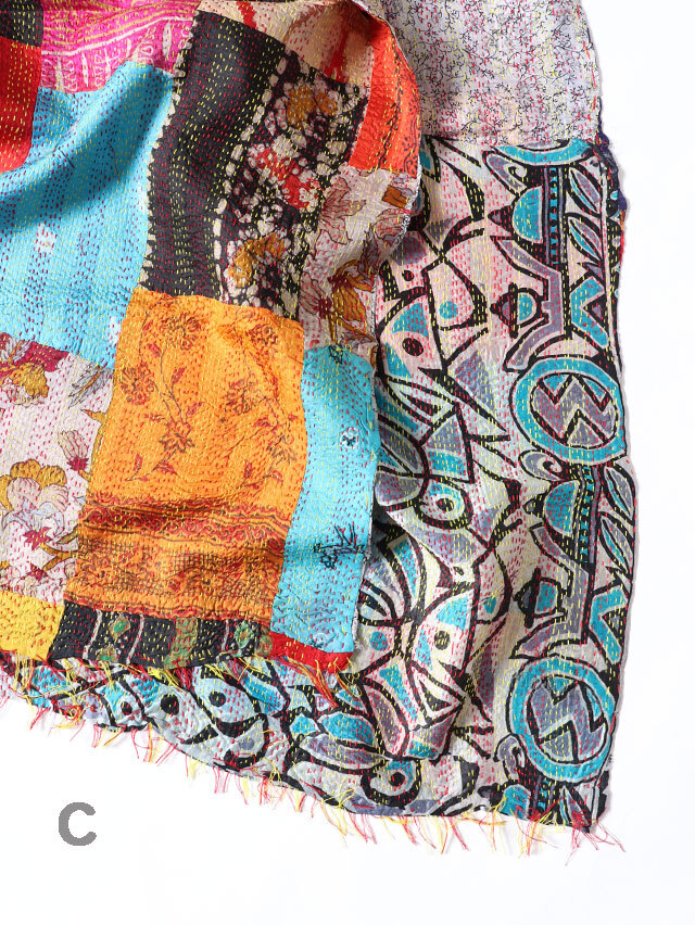 シルクカンタパッチワークストール TIGRE BROCANTE