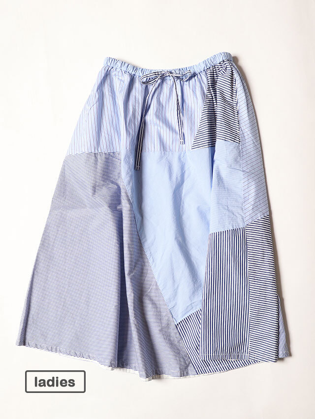 ストライプMIXフレアランダムパッチスカート