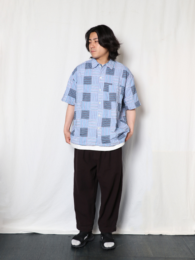 【お値引】TIGRE BROCANTE ストライプシャツ（水色と青のストライプ） ストライプパッチプルオーバータックワンピース TIGRE BROCANTE