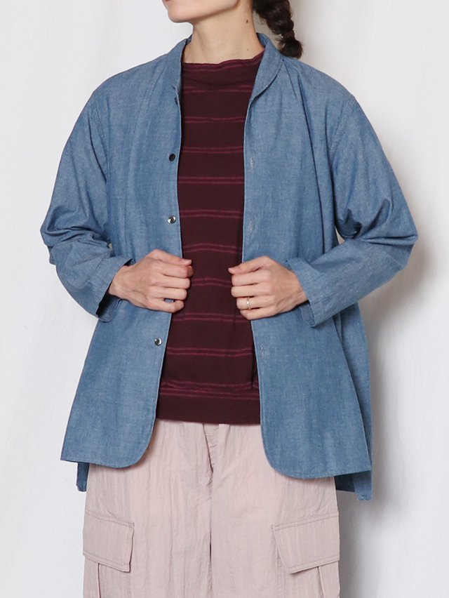 セルビッチシャンブレーショールカラーロングシャツ TIGRE BROCANTE