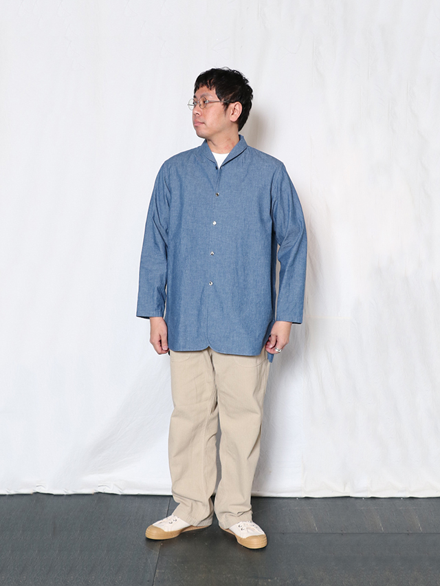 セルビッチシャンブレーショールカラーロングシャツ TIGRE BROCANTE