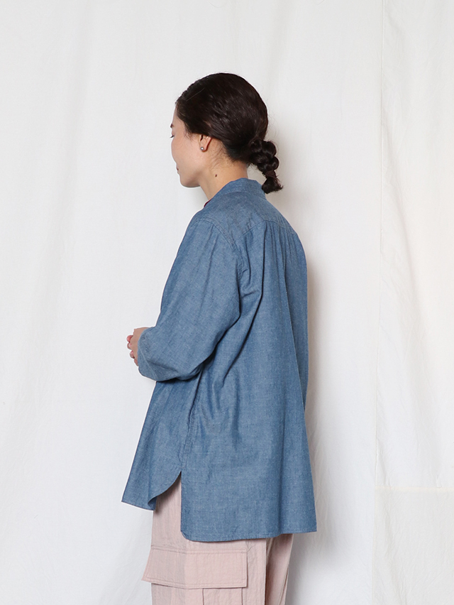 セルビッチシャンブレーショールカラーロングシャツ TIGRE BROCANTE