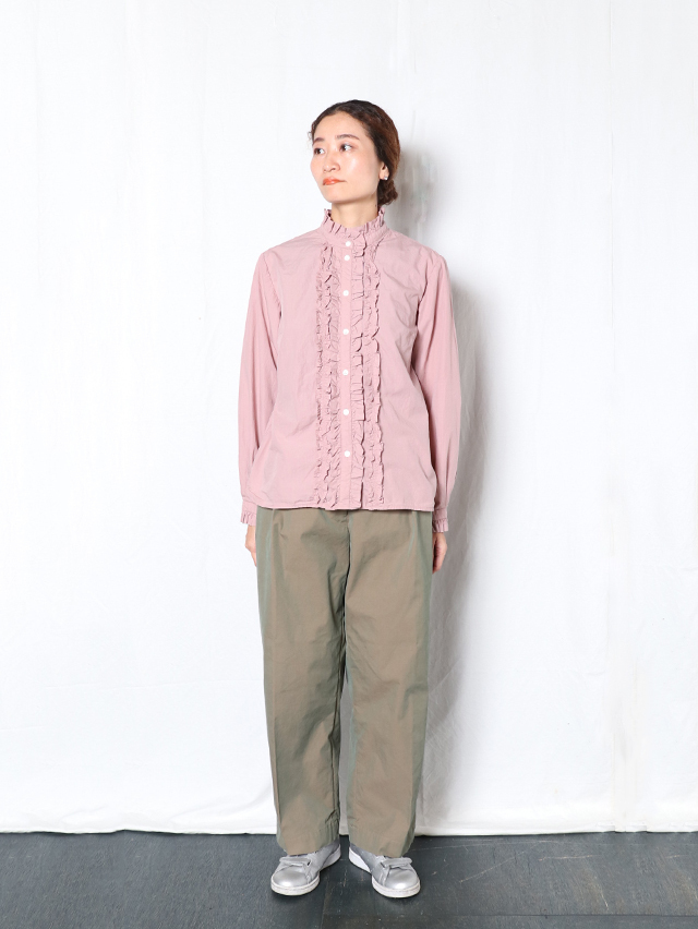 TIGRE BROCANTE ギャザーフリルシャツ ブロードリルフリル長袖シャツ TIGRE BROCANTE