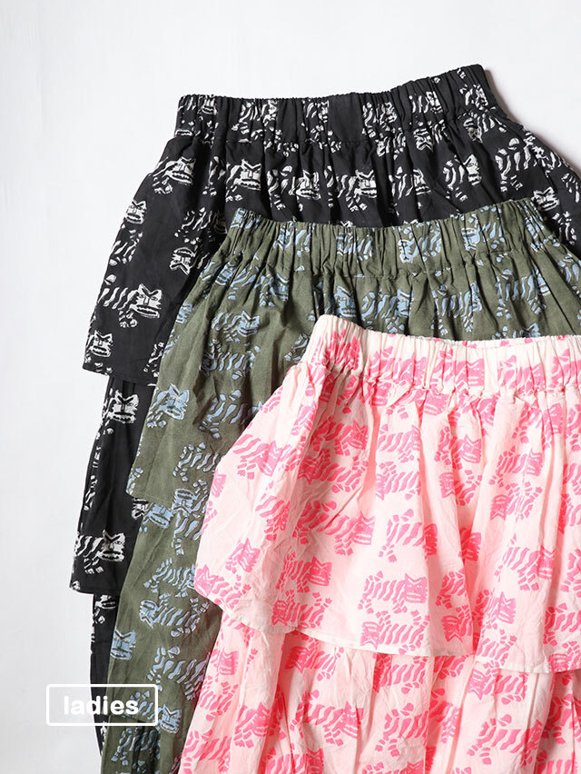 TIGREブロックプリントティアードスカート