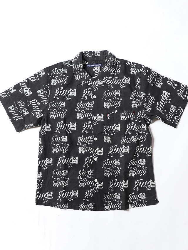 TIGRE BROCANTE メンズシャツ M TIGREブロックプリントボックス半袖シャツ TIGRE BROCANTE