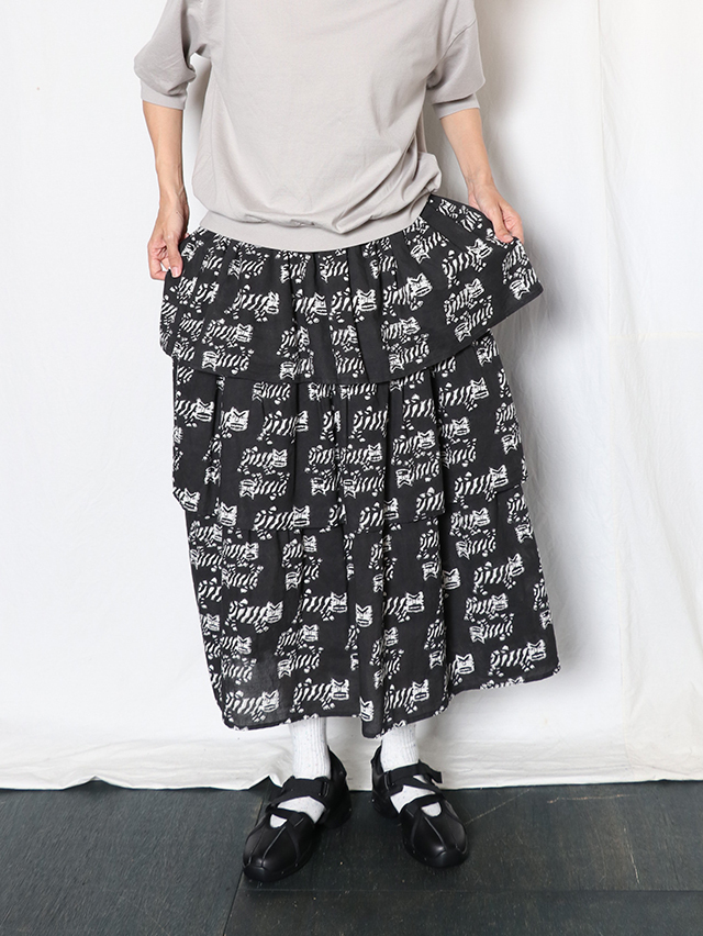 TIGREブロックプリントティアードスカート TIGRE BROCANTE