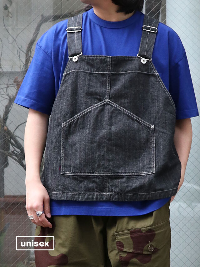 11オンスブラックデニムワークマンビブベスト
