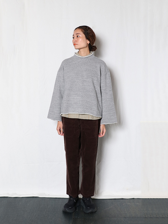 ヴィンテージ杢グレー裏毛カットオフワイドスウェット TIGRE BROCANTE