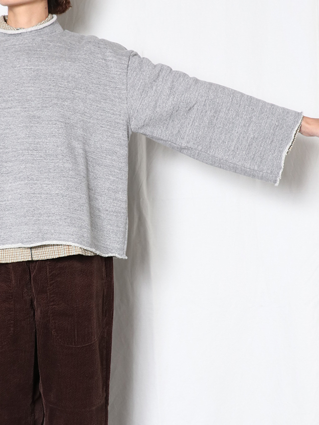 ヴィンテージ杢グレー裏毛カットオフワイドスウェット TIGRE BROCANTE