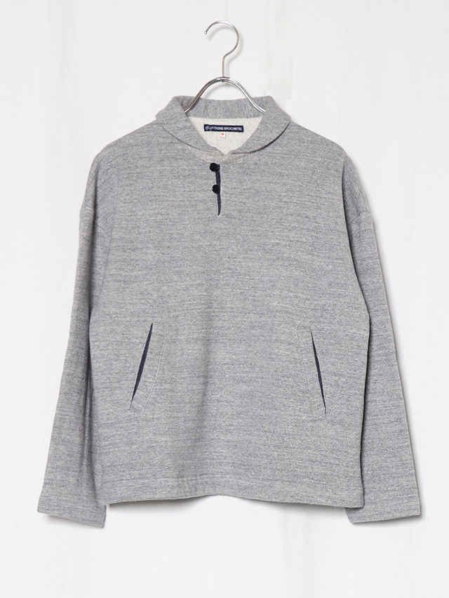 ヴィンテージ杢グレー裏毛ショールカラースウェット TIGRE BROCANTE