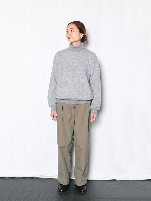 ヴィンテージ杢グレー裏毛ダブルリブタートルスウェット TIGRE BROCANTE