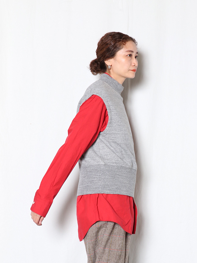 ヴィンテージ杢グレー裏毛ワイドリブベスト TIGRE BROCANTE