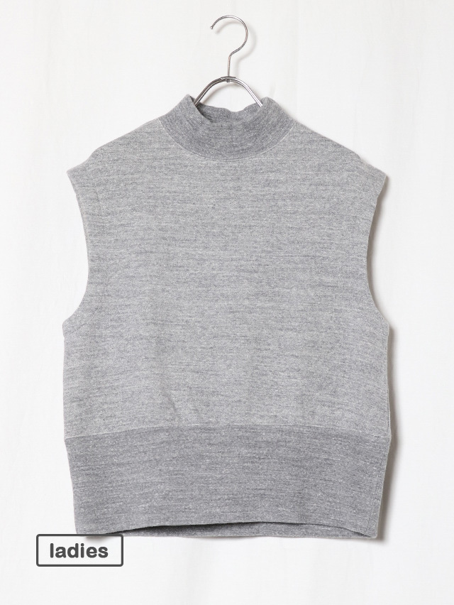 ヴィンテージ杢グレー裏毛ワイドリブベスト