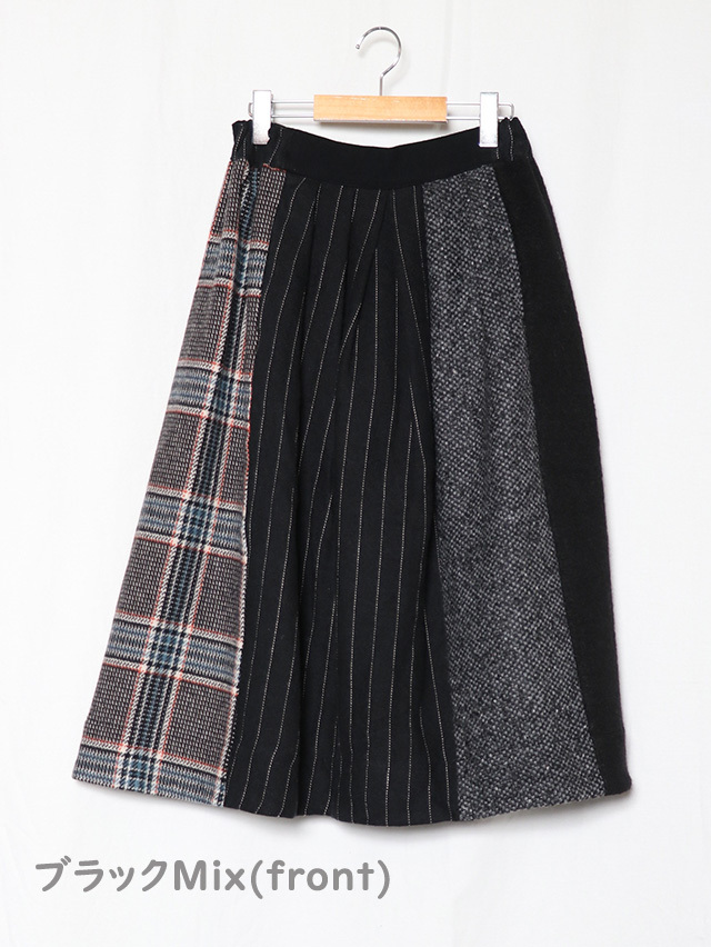 ウールミックスサイドギャザースカート TIGRE BROCANTE