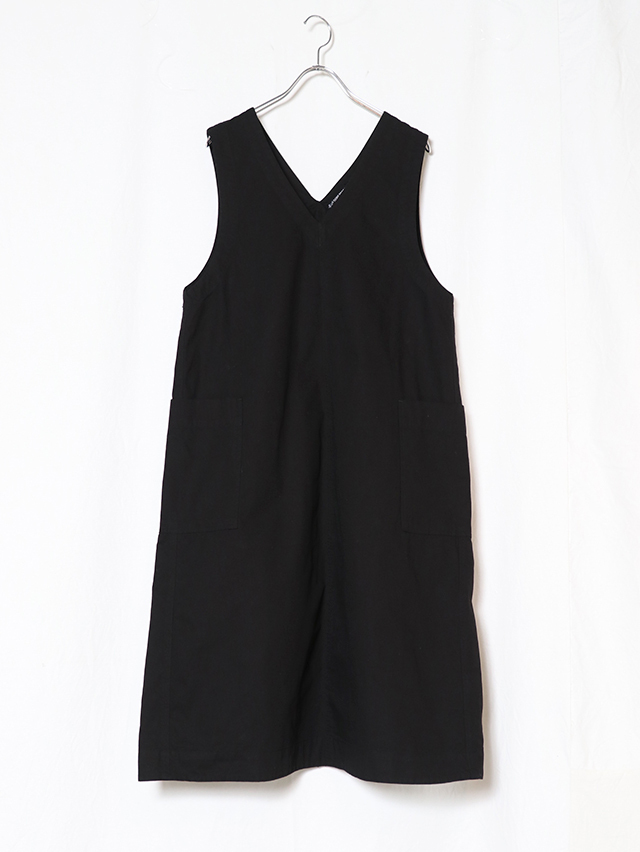 ジンバブエVネックワークノースリーブワンピース/ブラック