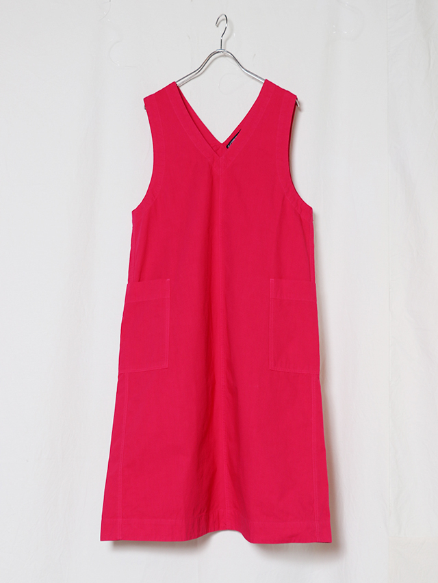 ジンバブエVネックワークノースリーブワンピース/ピンク