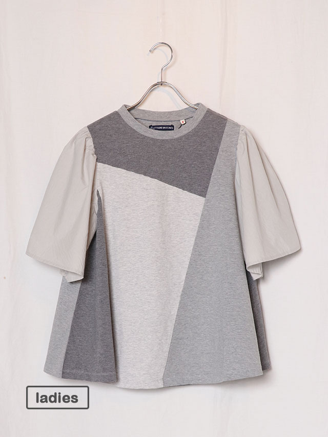 杢グレー天竺MIXクリオンパッチチュニックT