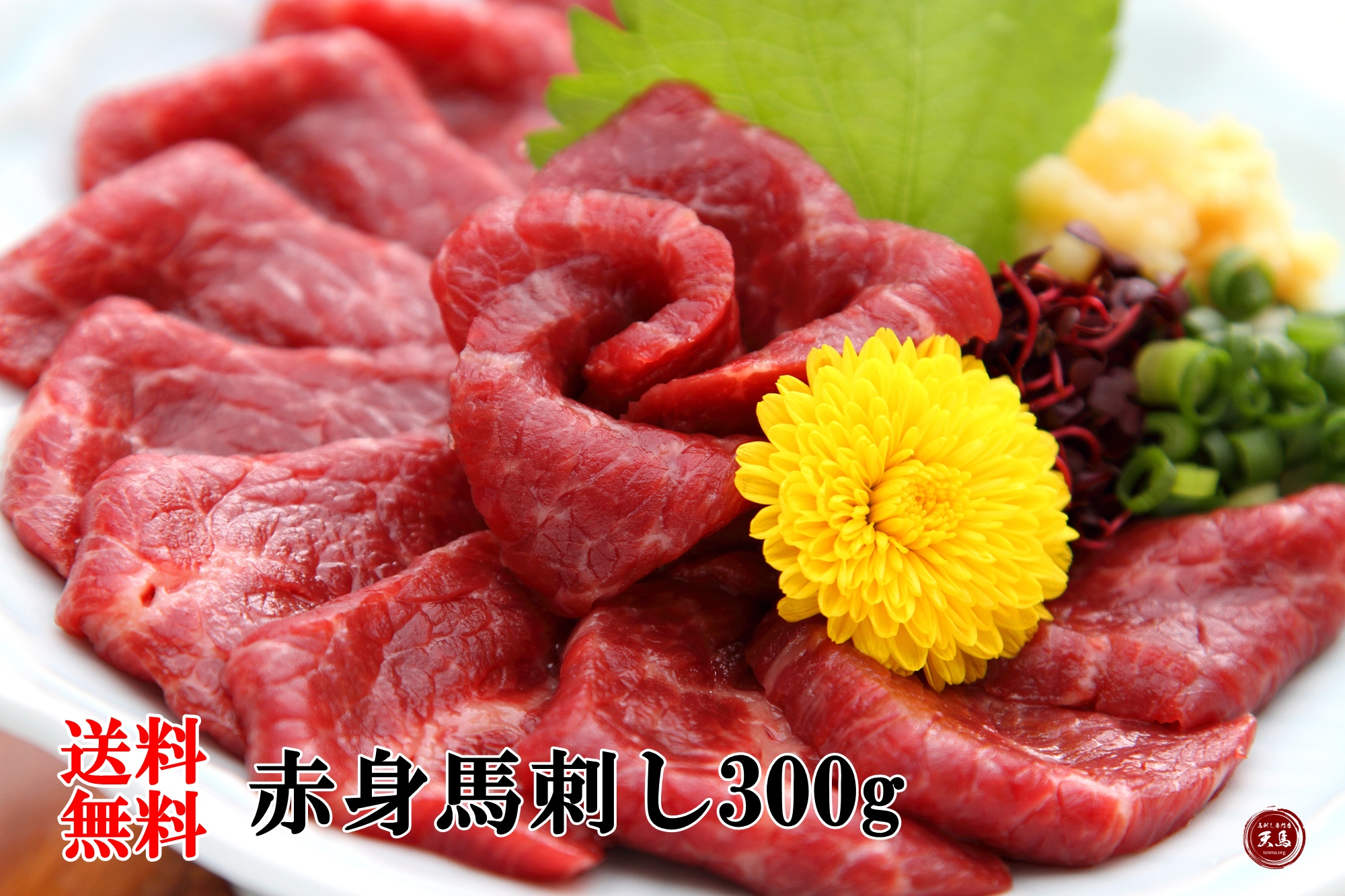 送料無料　馬刺し300g　赤身馬刺　たれ３P付