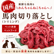 【国産】馬肉200ｇ　ペット生食用 切り落とし　
