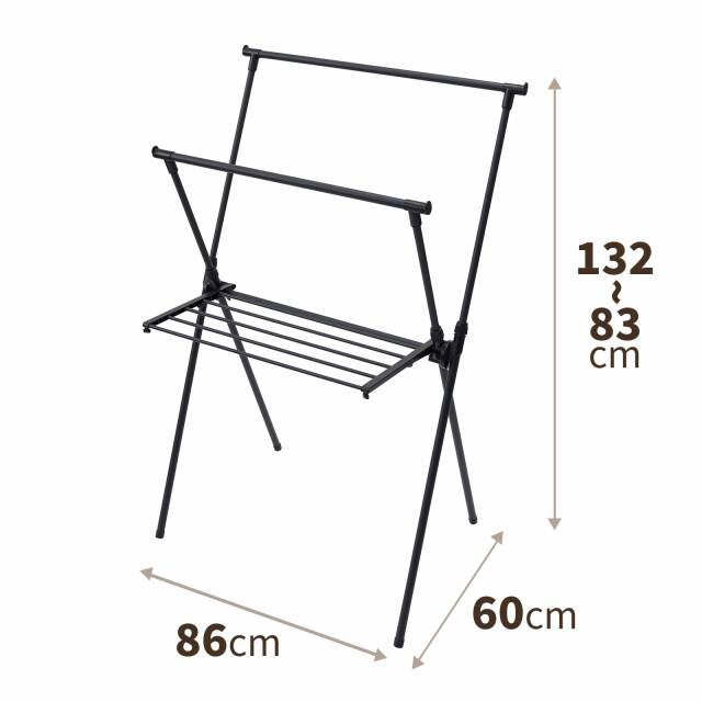 ポーリッシュ ブラック物干し 室内物干しX型 PSBK-04 テンマフィッツ