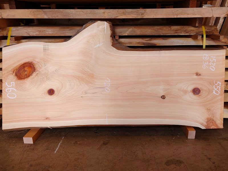 Ｈ-２３１　桧ヒノキひのき檜節板　看板用　１５２０×６００【天然乾燥材】【表面電気カンナ済】