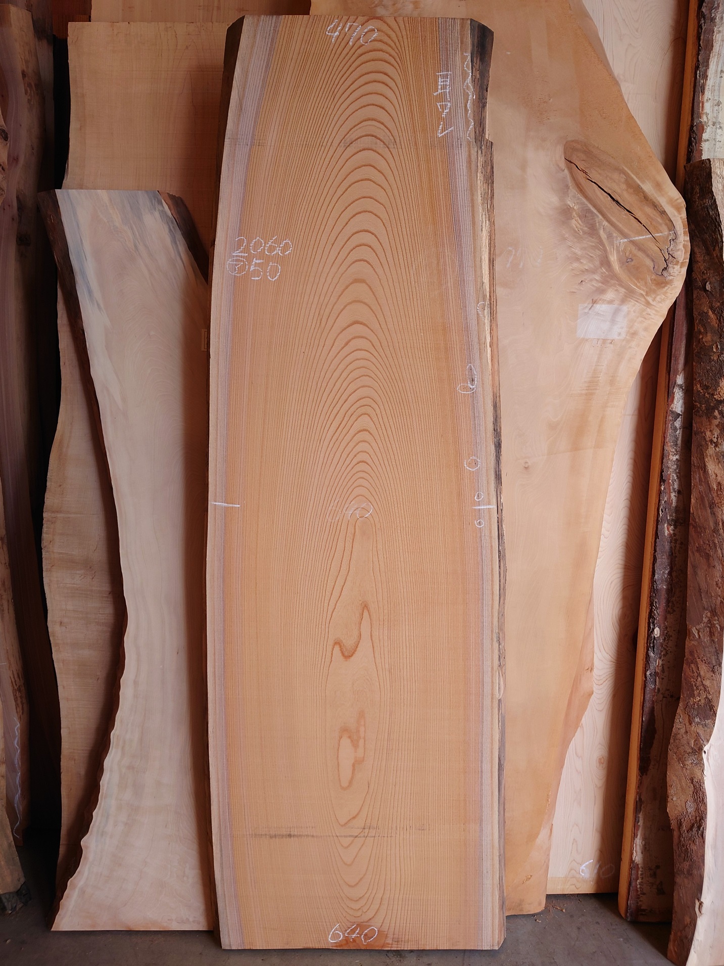 Ｋ-８０５　欅ケヤキ　国産　天然耳付き板　２０６０×６５０　電気カンナ加工【天然乾燥材】