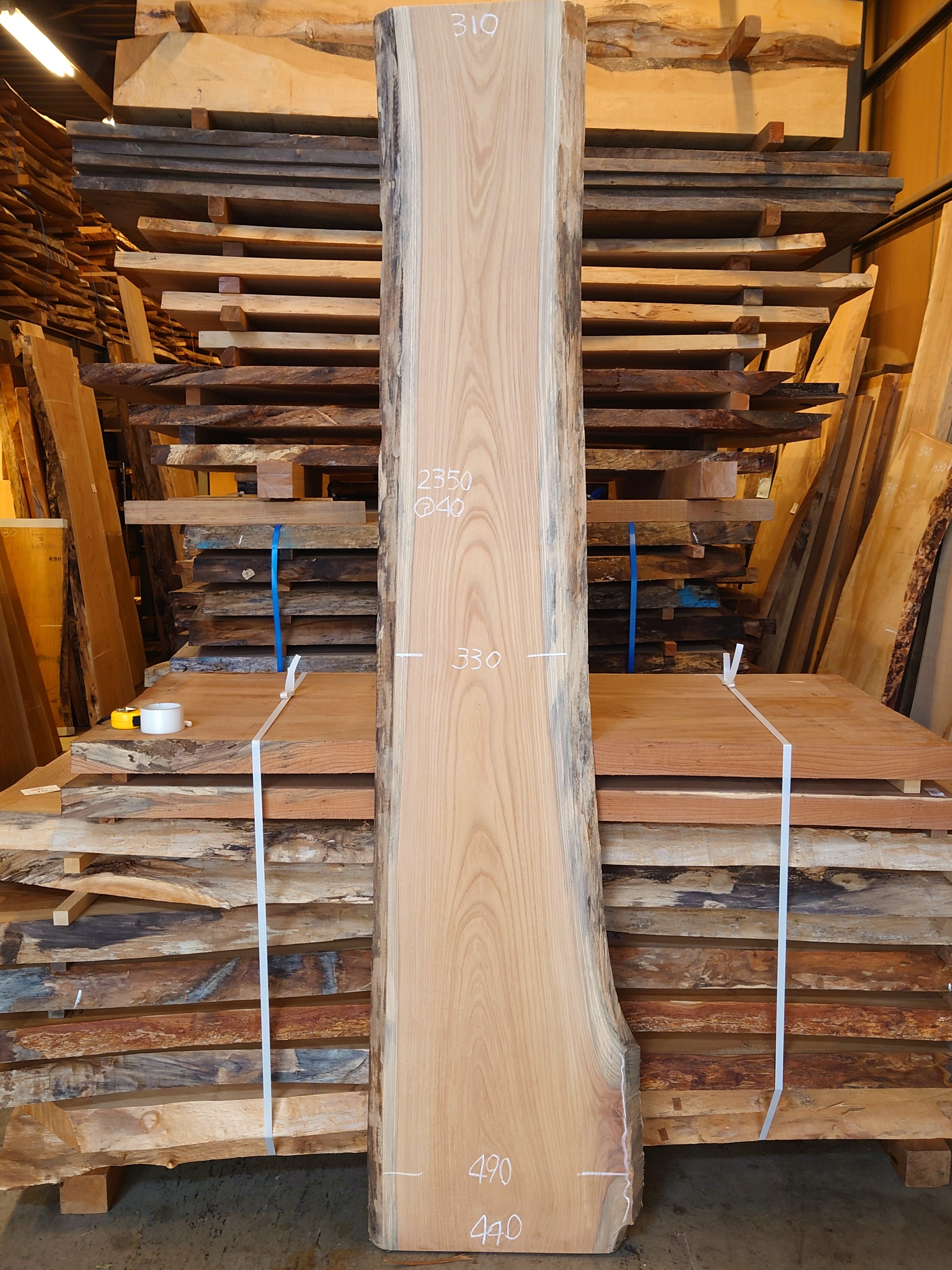 Ｋ-８８４　欅ケヤキ　国産　看板用板　２３５０×４５０【プレーナー加工済】【天然乾燥材】