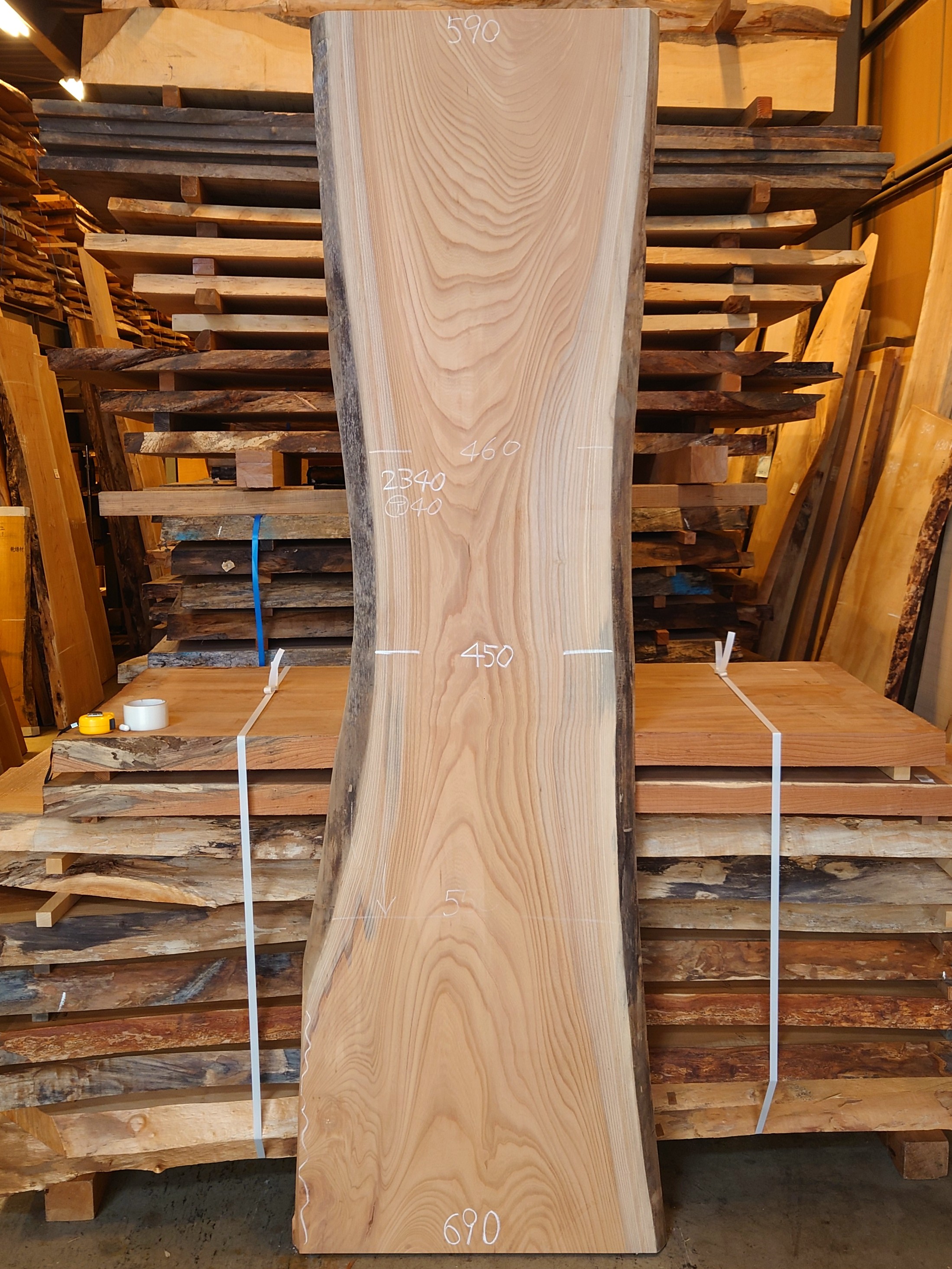 Ｋ-８８５　欅ケヤキ　国産　看板用板　２３４０×６００【プレーナー加工済】【天然乾燥材】