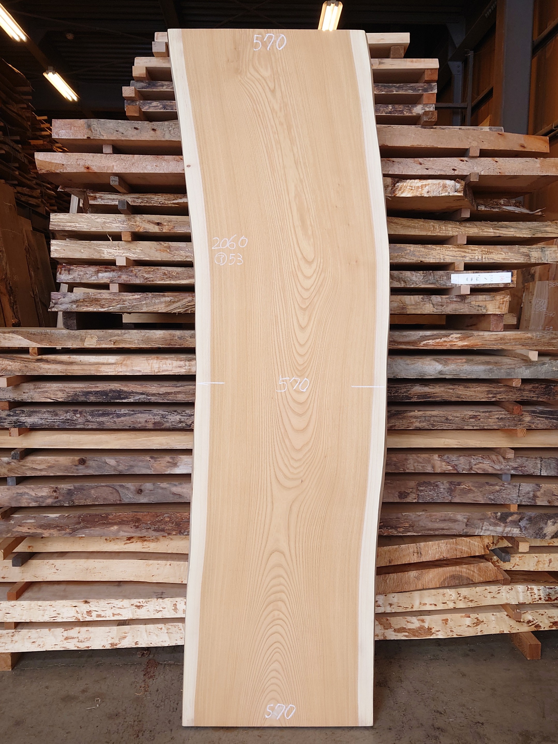 Ｋ-９２８　欅ケヤキ　国産　看板用板　２０６０×５８０【サンダー加工済】【天然乾燥材】