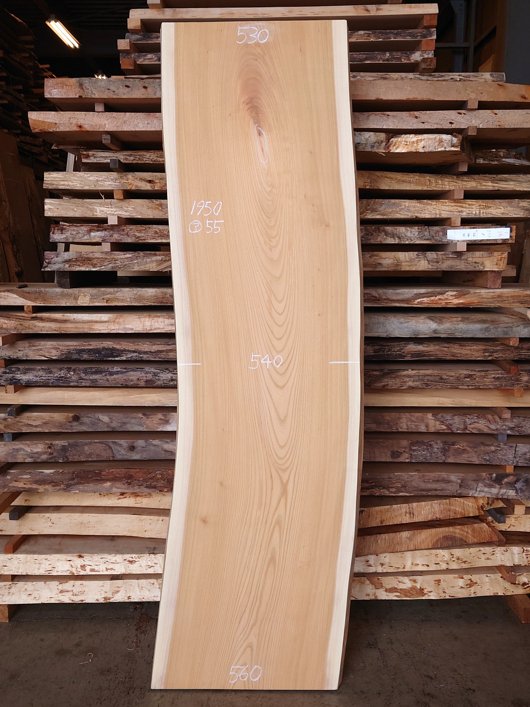 Ｋ-９２９　欅ケヤキ　国産　看板用板　１９５０×５８０【サンダー加工済】【天然乾燥材】