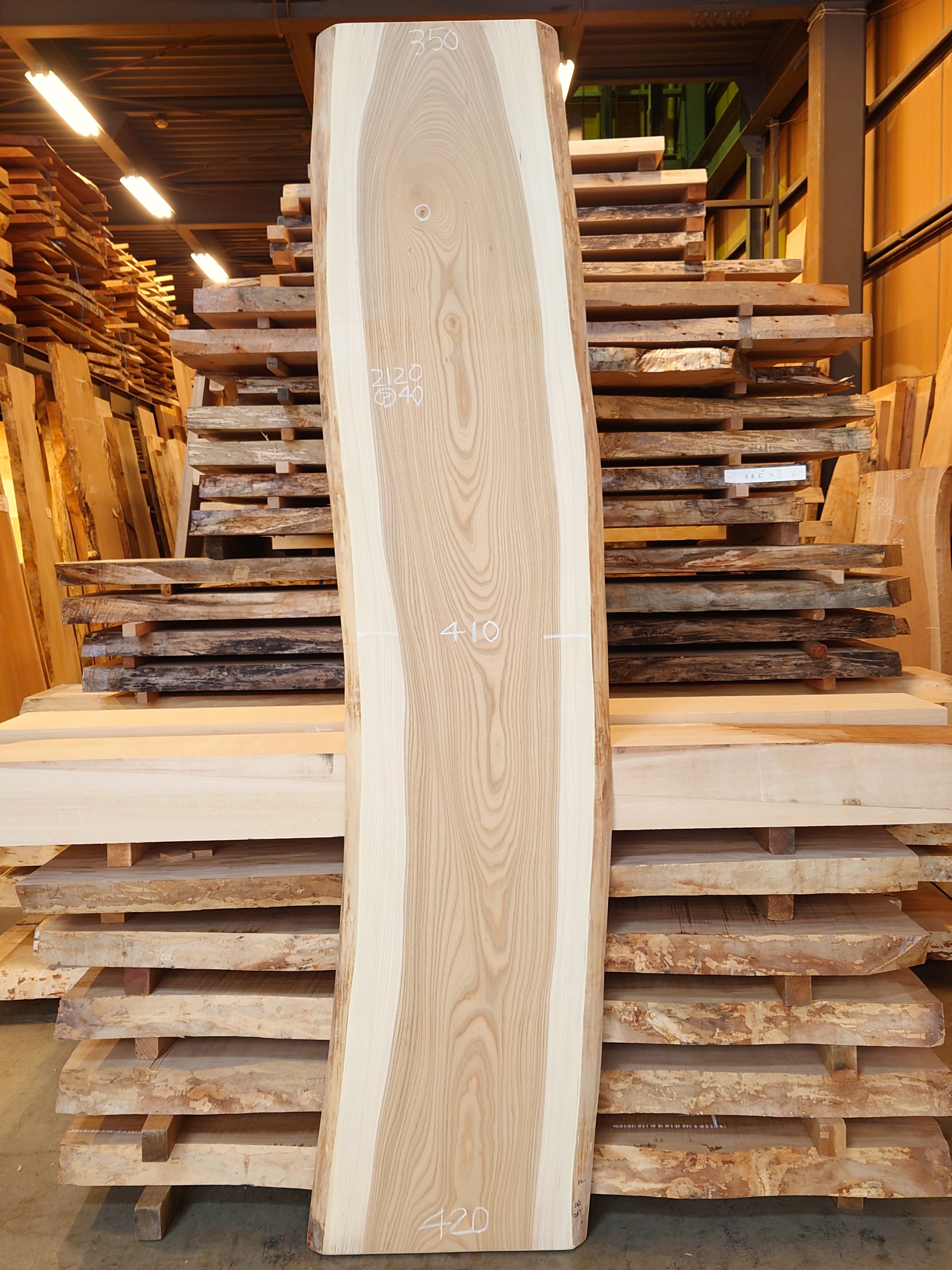 Ｋ-９３１　欅ケヤキ　国産　看板用板　２１２０×４５０【サンダー加工済】【天然乾燥材】