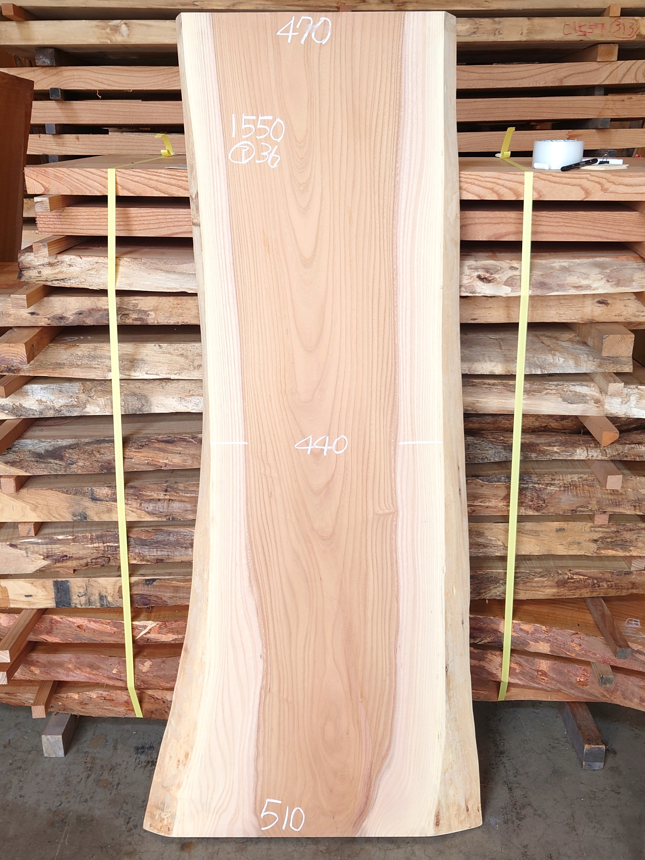 Ｋ-９６２　欅ケヤキ　国産　看板用板　１５５０×６００【サンダー加工済】【天然乾燥材】
